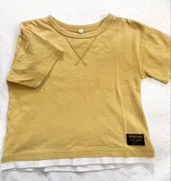 クロッシーキッズ 黄色 Tシャツ 120 綿 レイヤード マスタード からしのサムネイル