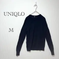 UNIQLO ブラック 長袖ニット M オフィスカジュアル セーター ネイビー