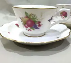 ヴィンテージ　ノリタケ　果物デザイン カップ・ソーサー 2客セット　金彩