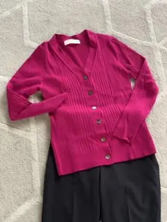 Nolleys sophiリブ編みカーディガン マゼンタ