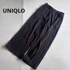 【ユニクロ】ウォームフリースストレートパンツ　スウェット　黒　ストレッチ（M）