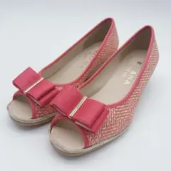 新品✨ダイアナ　ウェルフィット　パンプス オープントゥウェッジヒール　23cm