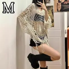 420 スパイダーメッシュニット Mサイズ Y2K グランジ パンク 蜘蛛の巣柄