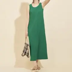 BEAUTY&YOUTH Iラインノースリーブロングワンピース ウォッシャブル