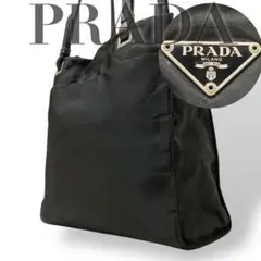 【美品】プラダ　テスート　ショルダートートバッグ　ナイロン　三角ロゴ　ブラック