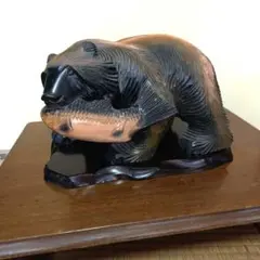 匿名配送 木彫りの熊 手彫り 北海道 川湯温泉 アイヌ 伝統工芸品 民芸品 置物