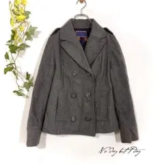 THE EMPORIUM Pコート ウール ショート丈(L)ダブルボタン 毛混▼