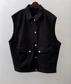 ブラック デニム ノースリーブベスト