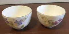 前畑陶器　花柄陶器茶碗2個セット