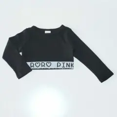 PINKRORO　クロップド丈ロゴリブロンT　BK
