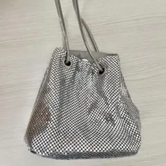 OPAQUE CLIP シルバー巾着バッグ