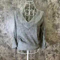 ✨CLOSE UP✨クローズアップ♡アクリルセーター♡Vネック♡グレー(XS)