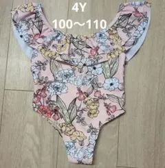 フラワープリント ワンピース水着 ピンク　4Y　100　110