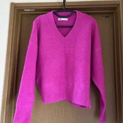 ZARA ピンク Vネック セーター