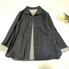 CROCODILE ダークブルー ジャケット　LL　ゆったり　デニム風