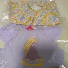 新品ラプンツェル Tシャツ 紫色 フリル袖&お花柄カットソー合計…2点セット