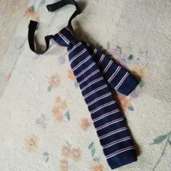 ネイビー ストライプ ニットネクタイ 約24cm