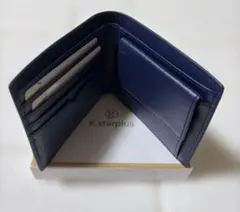 K.starplus 二つ折り財布 メンズ ネイビー レザー 折りたたみ