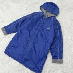 【579】PUMA ベンチコート ブルー　サッカー　スポーツ　メンズ
