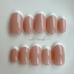 【#109】ネイルチップ　ホワイトフレンチ　春ネイル　オフィスネイル