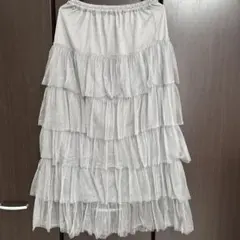 フリルティアードチュールスカート　シルバーラメ