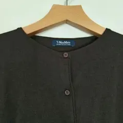 エスマックスマーラ　ダークブラウン 五分袖ニットカーディガン