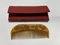 未使用】京都 十三や つげ櫛 さつまつげ 半月型 ケース 薩摩つげ