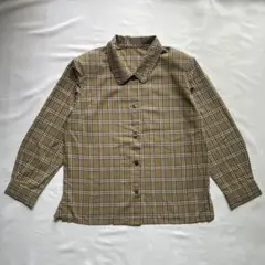 00's vintage チェック シャツ ベージュ レトロ アメカジ 古着のサムネイル