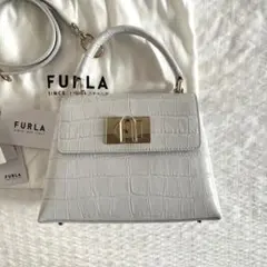 【美品】FURLA フルラ 1927 ハンドバッグ ショルダー ブルーグレー