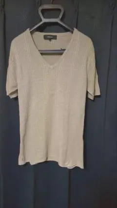 COMME CA ISM ベージュ Vネック Tシャツ M