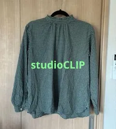 studioCLIP グリーン✖️ブラウンのギンガムチェック　長袖シャツ　Ｆ
