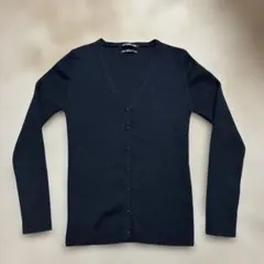 NICE CLAUP Vネック長袖カーディガン　ウール　黒