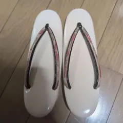クリーム色 花柄鼻緒 草履