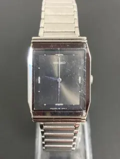 【稼働】SEIKO セイコー クォーツ レクタンギュラー 黒文字盤 メンズ腕時計のサムネイル