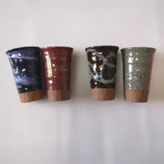 美濃焼！名匠一魂！陶器製素敵な湯飲み4個セット！飲み口直径6,5高さ10新品です