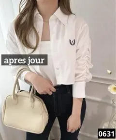 0631 apres jour ドロストスリーブショートシャツ ホワイト
