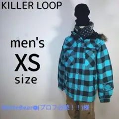メンズ　XS　スキー　スノーボードウェア　上下　チェック柄　ブルー　ベージュ