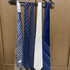 メンズネクタイ　5本セット　ブルー系　新品含む　難あり白タイ
