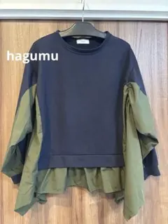 hagumu 長袖フリルデザイン Tシャツ