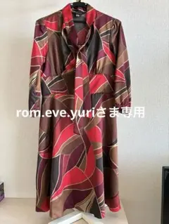 ZARA BASIC ボウタイ 総柄 長袖 ワンピース