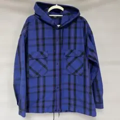 BEAMS HEART フード付き チェック柄 ブルゾン ブルー系　Lのサムネイル