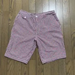 Coen 赤・青・白 チェック柄 ショートパンツ L