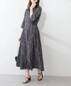 natural couture レトロ小花ワンピース　Ｍサイズのサムネイル