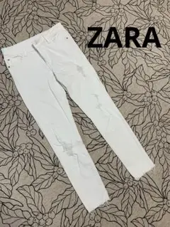 ZARA ホワイト ダメージ加工 スキニーパンツ34