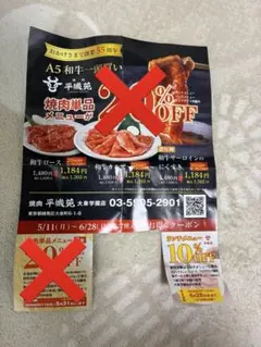 焼肉 平城苑 大泉学園店 ランチ割引クーポン券のサムネイル