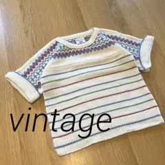 ❣️美品ヴィンテージ ホワイトスタッグ ストライプセーター 半袖