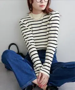 モチモチリブパイピングハイネック Mサイズ 新品