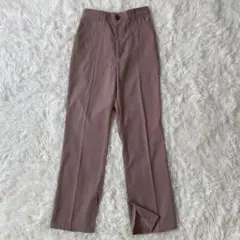 NICE CLAUP　センタープレススラックスパンツF　ピンクベージュ◆A567