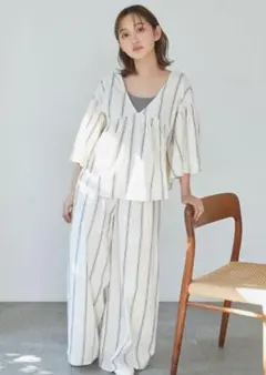 ジェラートピケ　ガーゼライクプルオーバー　ルームウェア セットアップ