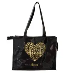 ハロッズ Harrods トートバッグ 黒 金 ハート　L エナメル　Ａ４のサムネイル